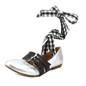 ❤️ Ribbon 🎀 silver ballerina flats